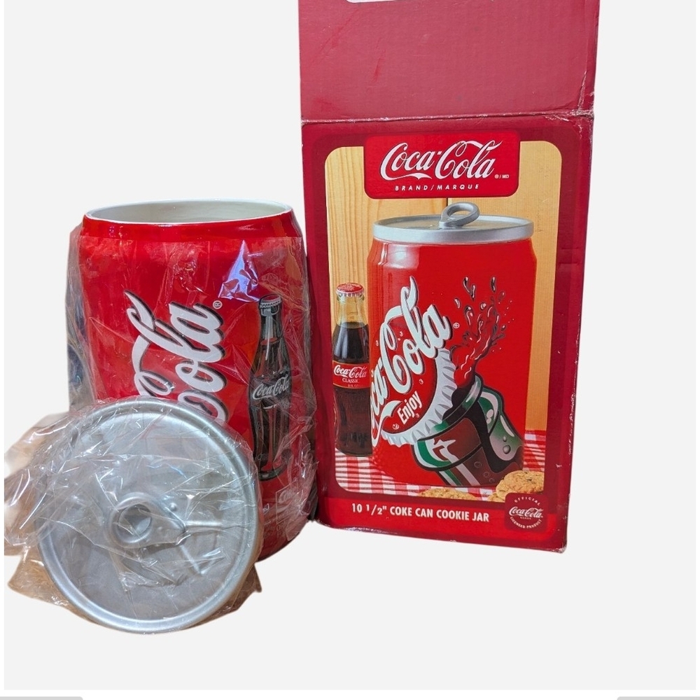 Vintage Coca-Cola Red Can Cookie Jar with Lid